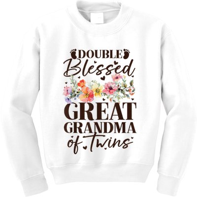 Double Blessed Great Grandma Of Twins Funny Twin Kids Sweatshirt