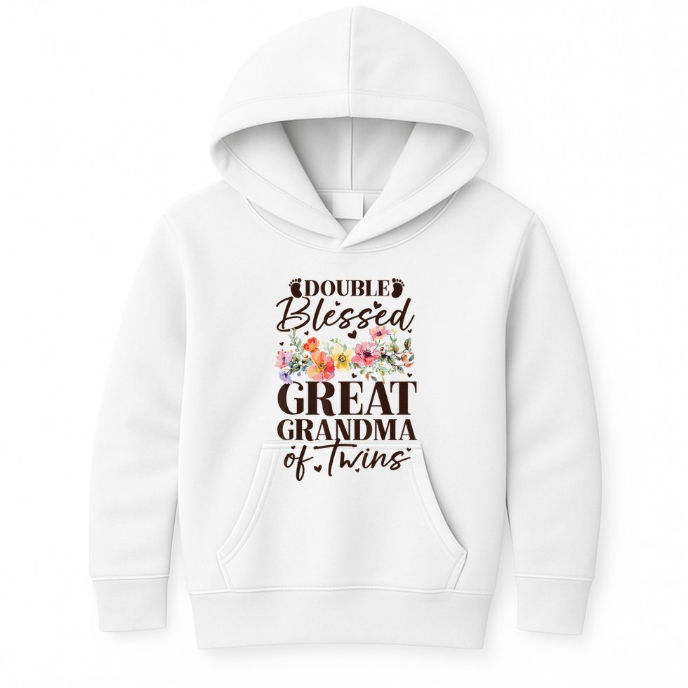Double Blessed Great Grandma Of Twins Funny Twin Kids Hoodie