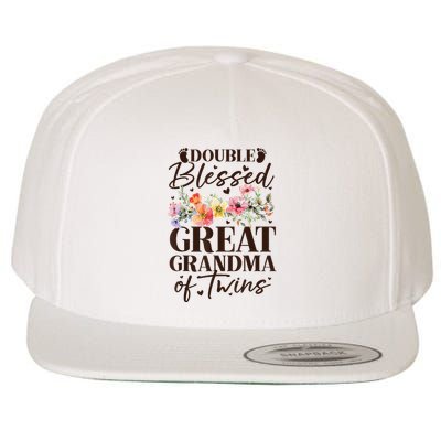 Double Blessed Great Grandma Of Twins Funny Twin Wool Snapback Cap