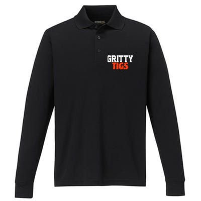 Detroit Baseball Gritty Tigs Performance Long Sleeve Polo