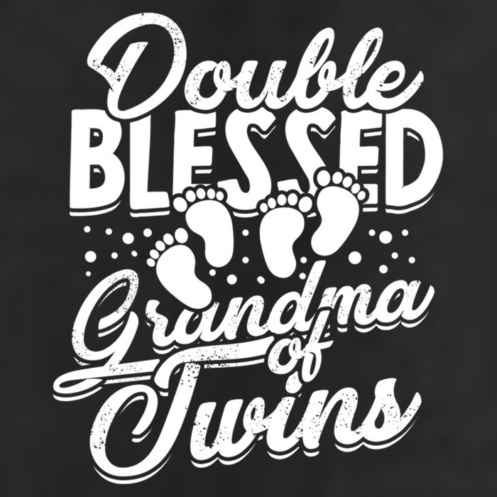 Double Blessed Grandma Of Twins Family Grandson Gift 7 Panel Mesh Trucker Snapback Hat