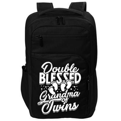Double Blessed Grandma Of Twins Family Grandson Gift Impact Tech Backpack