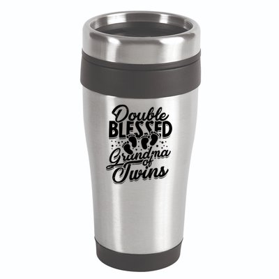 Double Blessed Grandma Of Twins Family Grandson Gift 16oz Travel Tumbler