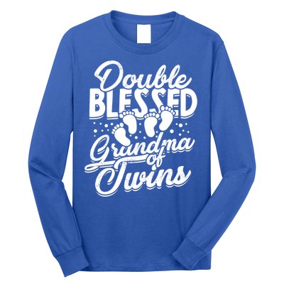 Double Blessed Grandma Of Twins Family Grandson Gift Long Sleeve Shirt