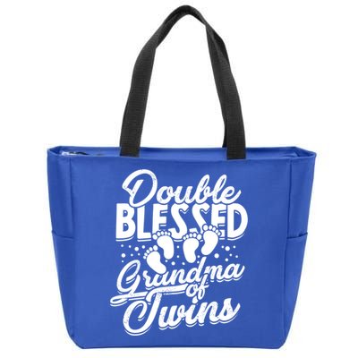 Double Blessed Grandma Of Twins Family Grandson Gift Zip Tote Bag
