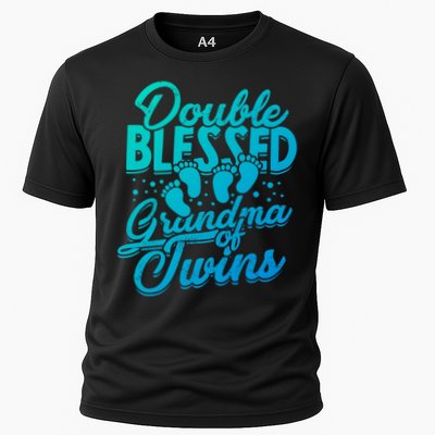 Double Blessed Grandma Of Twins Family Grandson Gift Performance Shirt