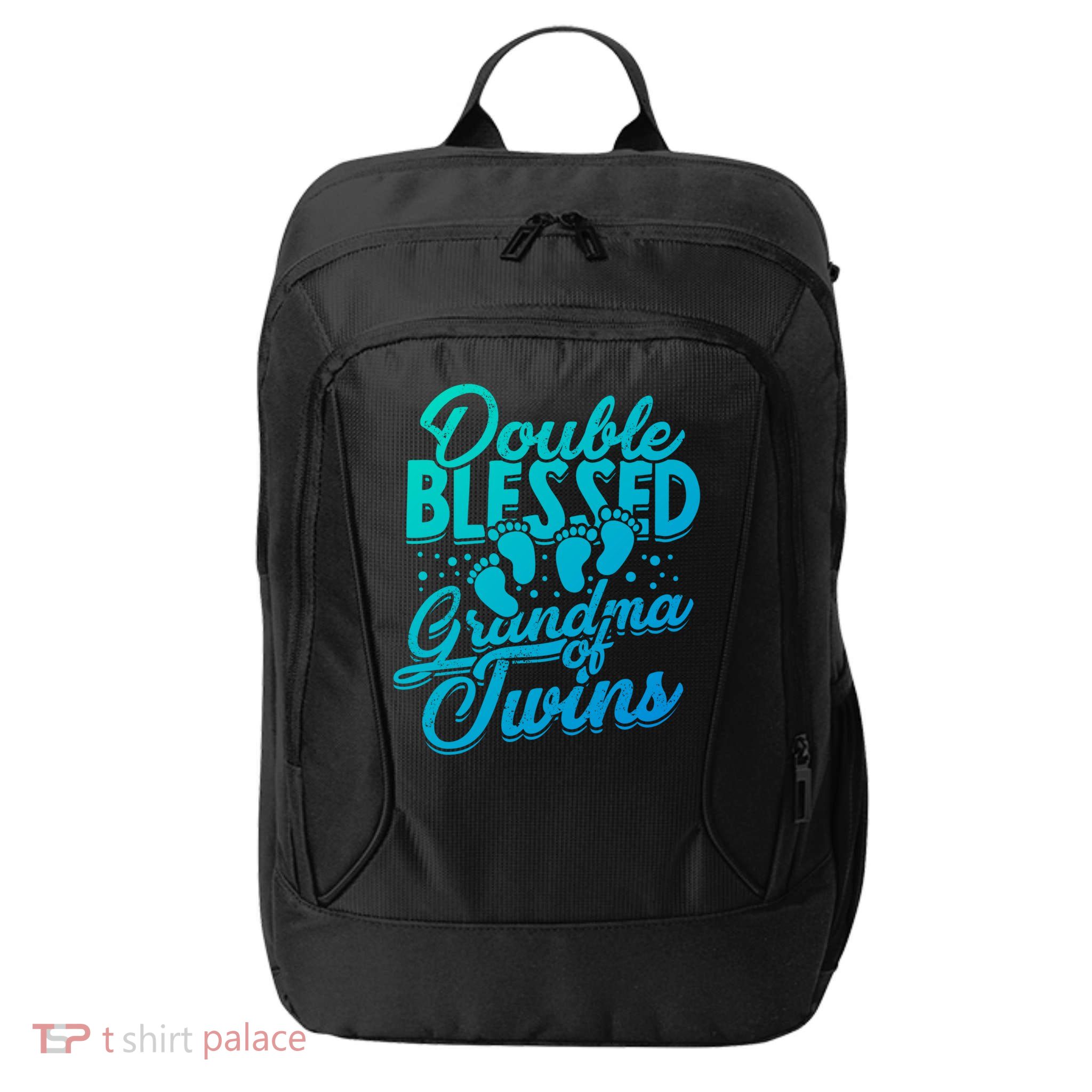 Double Blessed Grandma Of Twins Family Grandson Gift City Backpack