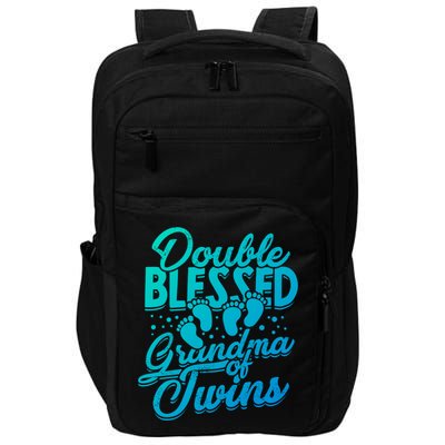 Double Blessed Grandma Of Twins Family Grandson Gift Impact Tech Backpack