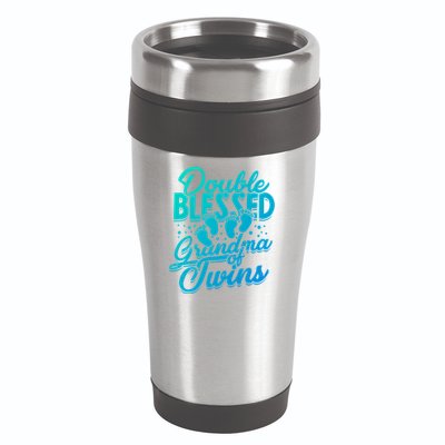Double Blessed Grandma Of Twins Family Grandson Gift 16oz Travel Tumbler
