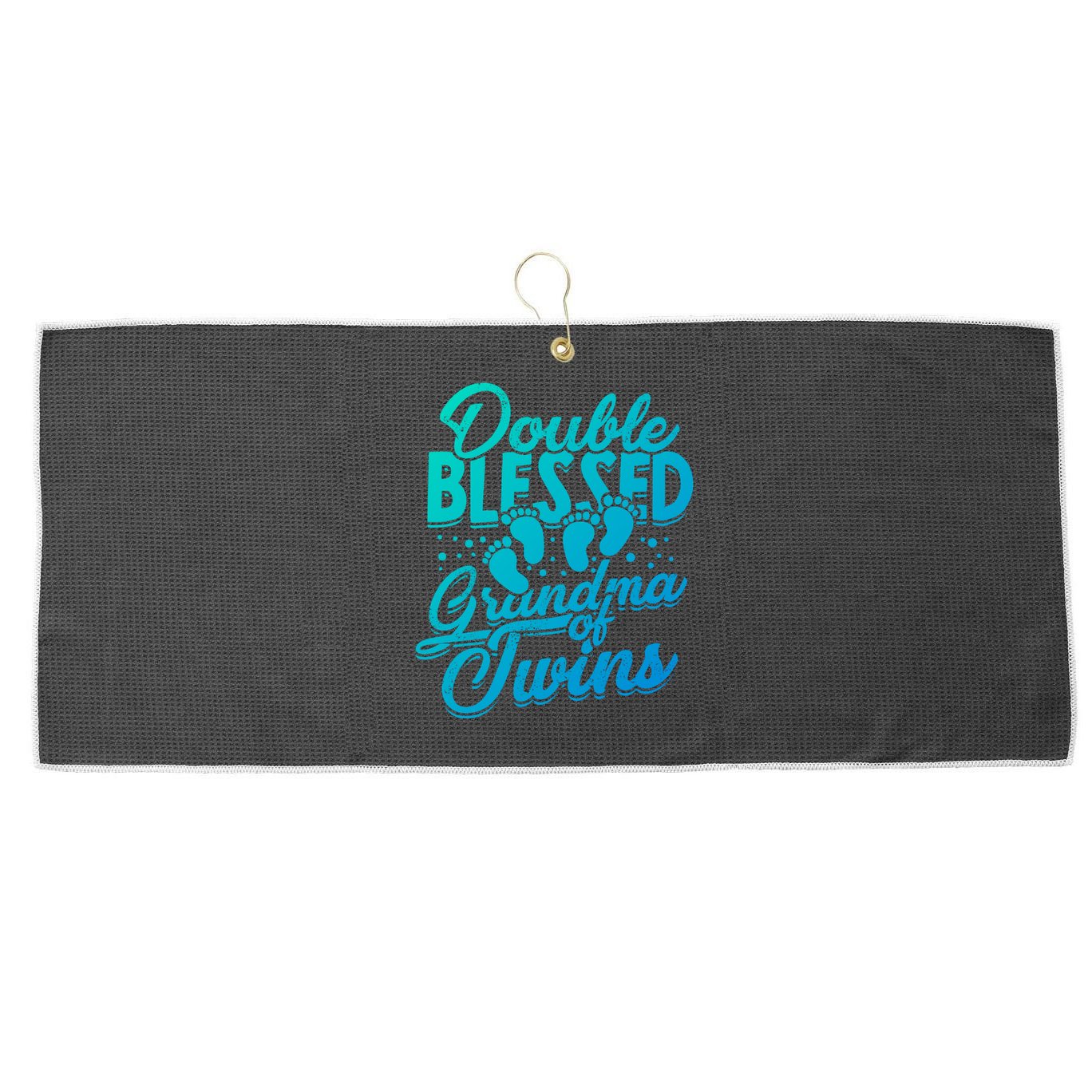 Double Blessed Grandma Of Twins Family Grandson Gift Large Microfiber Waffle Golf Towel