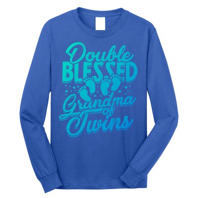 Double Blessed Grandma Of Twins Family Grandson Gift Long Sleeve Shirt