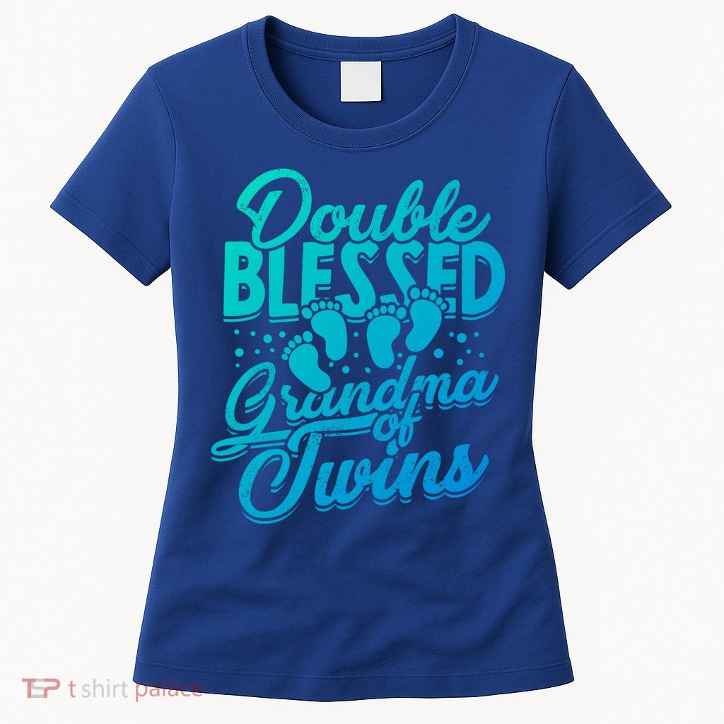 Double Blessed Grandma Of Twins Family Grandson Gift Womens T-Shirt