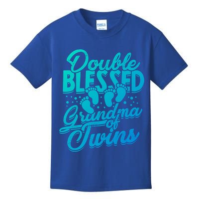 Double Blessed Grandma Of Twins Family Grandson Gift Kids T-Shirt