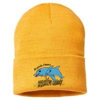 Dolphin Be Gentle I Have A Sensitive Tummy Funny Dolphin Sustainable Knit Beanie