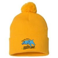 Dolphin Be Gentle I Have A Sensitive Tummy Funny Dolphin Pom Pom 12in Knit Beanie