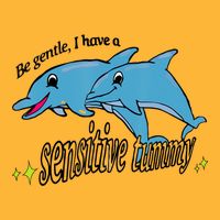 Dolphin Be Gentle I Have A Sensitive Tummy Funny Dolphin Pom Pom 12in Knit Beanie