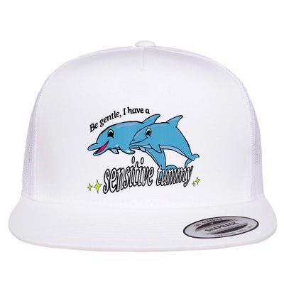Dolphin Be Gentle I Have A Sensitive Tummy Funny Dolphin Flatbill Hat