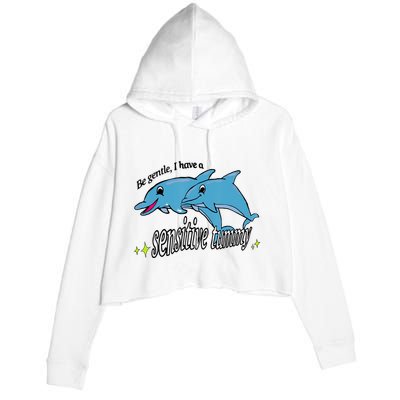 Dolphin Be Gentle I Have A Sensitive Tummy Funny Dolphin Crop Fleece Hoodie