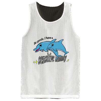 Dolphin Be Gentle I Have A Sensitive Tummy Funny Dolphin Mesh Reversible Basketball Jersey Tank