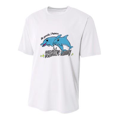 Dolphin Be Gentle I Have A Sensitive Tummy Funny Dolphin Youth Performance Sprint T-Shirt
