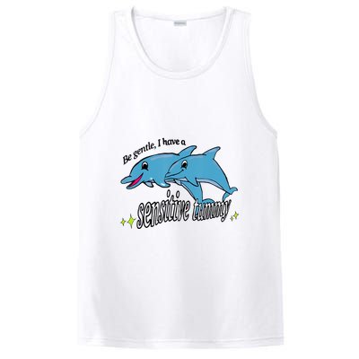 Dolphin Be Gentle I Have A Sensitive Tummy Funny Dolphin PosiCharge Competitor Tank