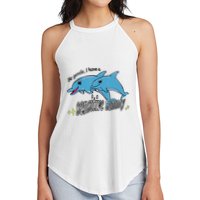 Dolphin Be Gentle I Have A Sensitive Tummy Funny Dolphin Women's Perfect Tri Rocker Tank