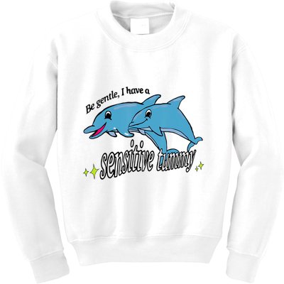 Dolphin Be Gentle I Have A Sensitive Tummy Funny Dolphin Kids Sweatshirt