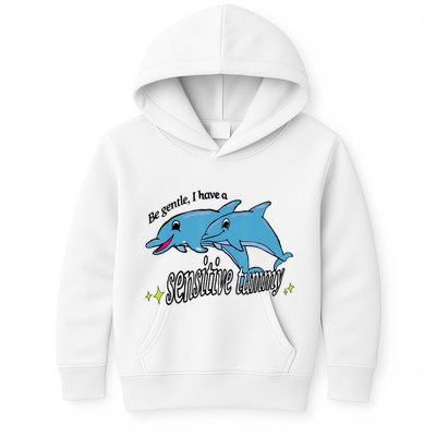 Dolphin Be Gentle I Have A Sensitive Tummy Funny Dolphin Kids Hoodie