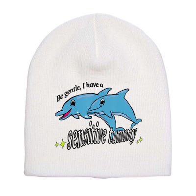Dolphin Be Gentle I Have A Sensitive Tummy Funny Dolphin Short Acrylic Beanie