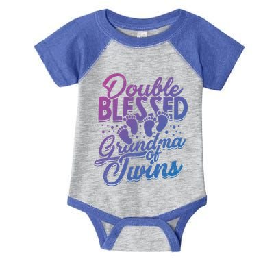 Double Blessed Grandma Of Twins Family Grandson Gift Infant Baby Jersey Bodysuit