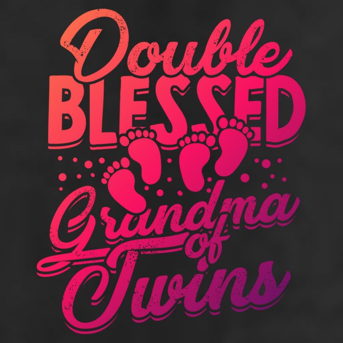 Double Blessed Grandma Of Twins Family Grandson Gift 7 Panel Mesh Trucker Snapback Hat