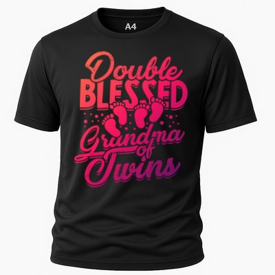 Double Blessed Grandma Of Twins Family Grandson Gift Performance Shirt
