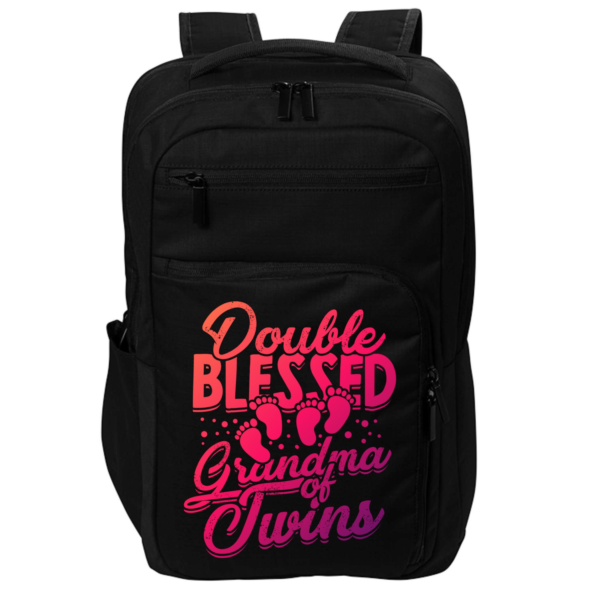 Double Blessed Grandma Of Twins Family Grandson Gift Impact Tech Backpack