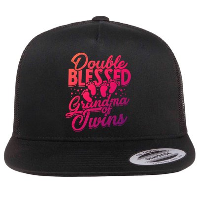 Double Blessed Grandma Of Twins Family Grandson Gift Flatbill Hat