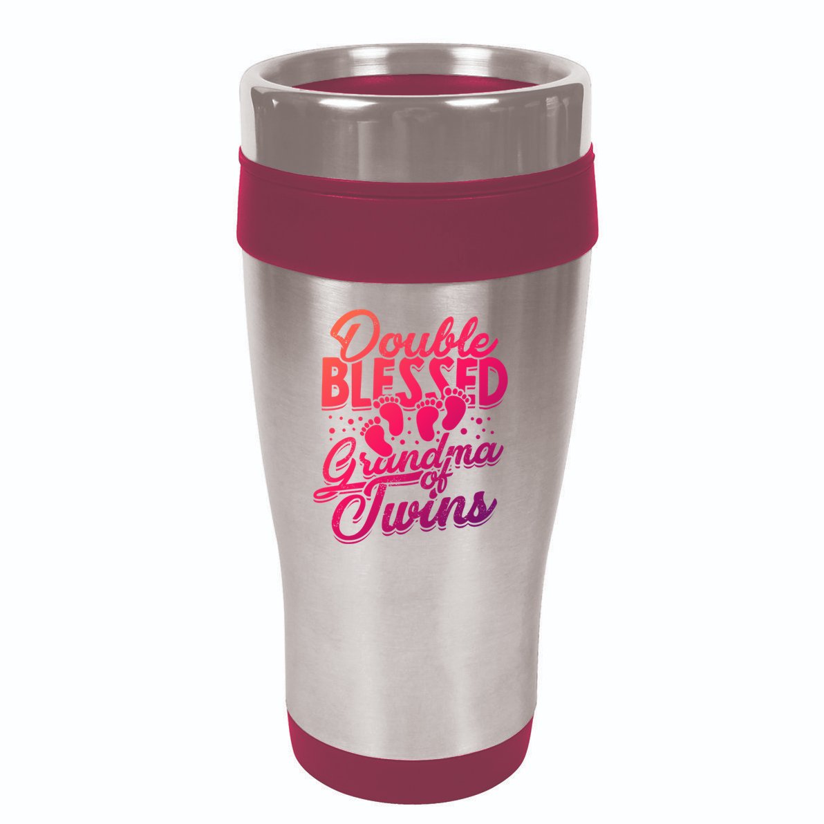 Double Blessed Grandma Of Twins Family Grandson Gift 16oz Travel Tumbler