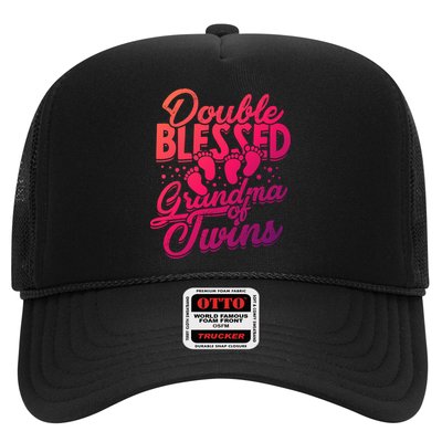 Double Blessed Grandma Of Twins Family Grandson Gift Trucker Hat