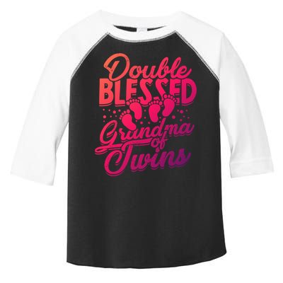 Double Blessed Grandma Of Twins Family Grandson Gift Toddler Fine Jersey T-Shirt