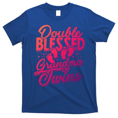Double Blessed Grandma Of Twins Family Grandson Gift T-Shirt