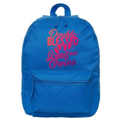 Double Blessed Grandma Of Twins Family Grandson Gift 16 in Basic Backpack