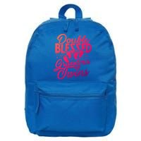 Double Blessed Grandma Of Twins Family Grandson Gift 16 in Basic Backpack