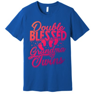 Double Blessed Grandma Of Twins Family Grandson Gift Premium T-Shirt