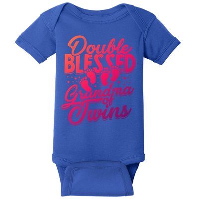 Double Blessed Grandma Of Twins Family Grandson Gift Baby Bodysuit