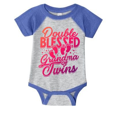 Double Blessed Grandma Of Twins Family Grandson Gift Infant Baby Jersey Bodysuit