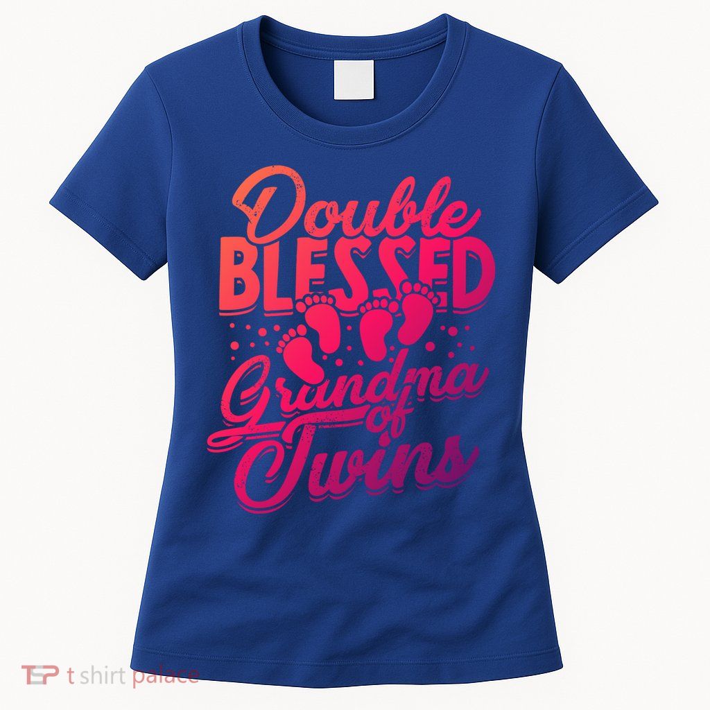 Double Blessed Grandma Of Twins Family Grandson Gift Womens T-Shirt