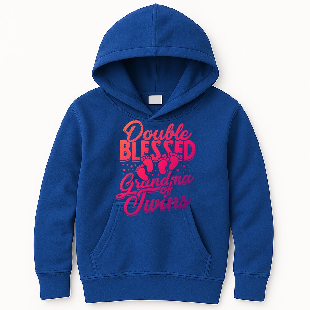 Double Blessed Grandma Of Twins Family Grandson Gift Kids Hoodie