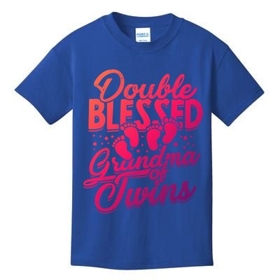 Double Blessed Grandma Of Twins Family Grandson Gift Kids T-Shirt