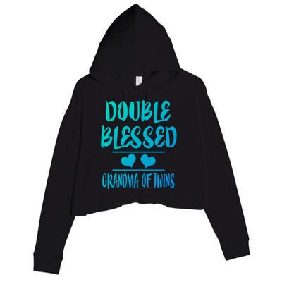 Double Blessed Grandma Of Twins Grandmother Gift Crop Fleece Hoodie