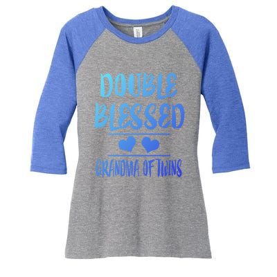 Double Blessed Grandma Of Twins Grandmother Gift Women's Tri-Blend 3/4-Sleeve Raglan Shirt