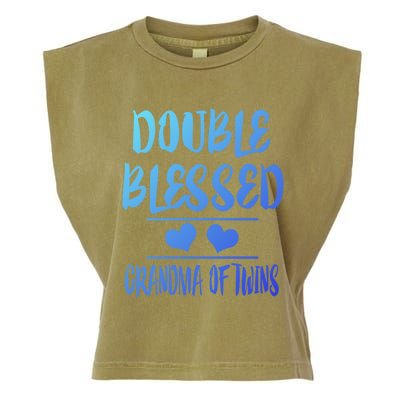 Double Blessed Grandma Of Twins Grandmother Gift Garment-Dyed Women's Muscle Tee