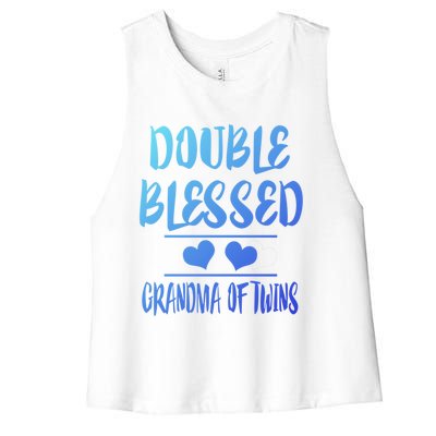 Double Blessed Grandma Of Twins Grandmother Gift Women's Racerback Cropped Tank